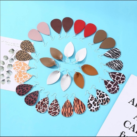 Handmade Faux Leather Earrings - Picture 5 of 7